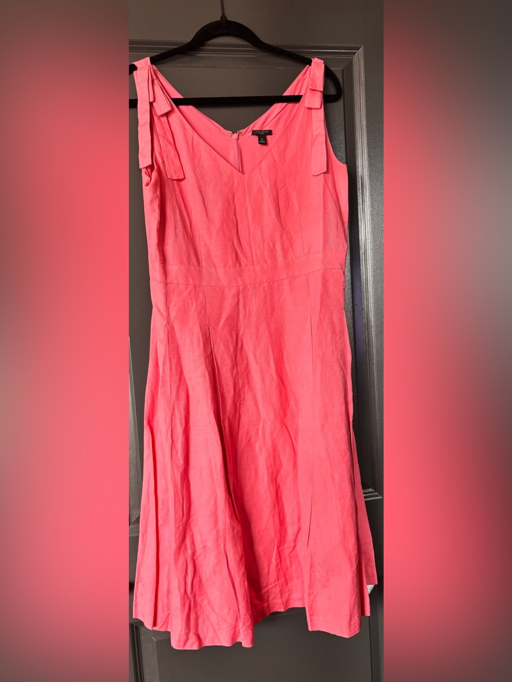 Ann Taylor Coral-Pink A-Line Dress with Tie Straps